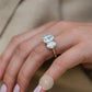 3ct Oval 3 Stone Moissanite Engagement Ring