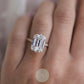 8ct Emerald  Moissanite Engagement Ring